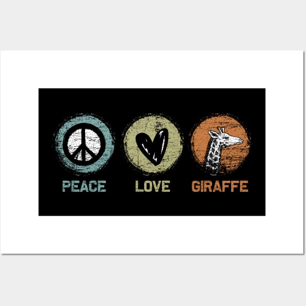 Peace Love Giraffe Wall Art by shirtsyoulike